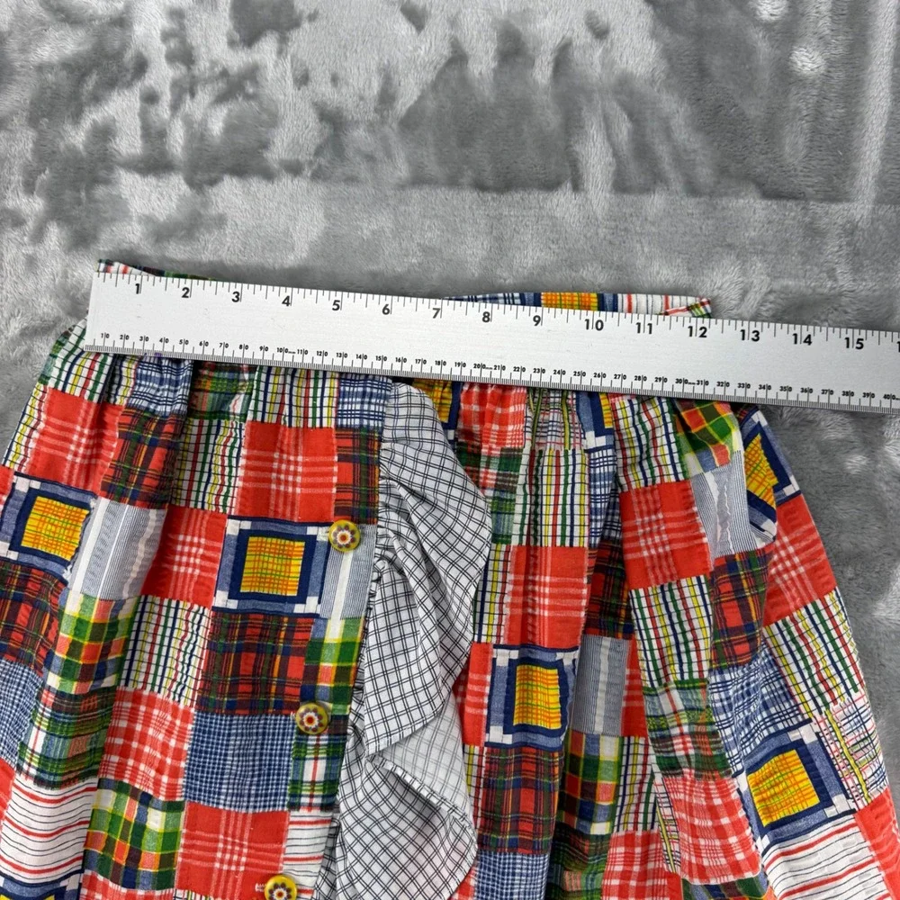 Vintage 70's Patchwork Plaid Ruffle Midi Skirt Boho Romantic Folk, High Waist - Picture 6 of 15